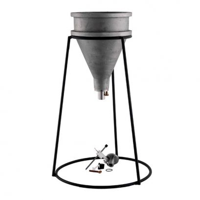 Cono de fluidez para grout, con orificio de ¾ de pulgada (1.9 cm) y indicador de nivel